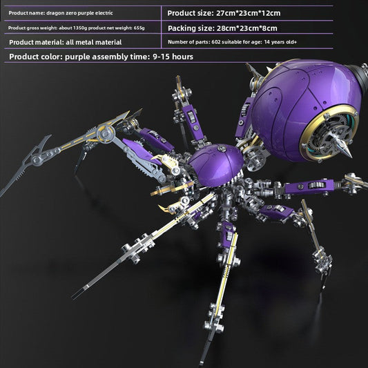 Kit de construction métallique Araignée mécanique - Modèle réduit 3D complexe pour adultes 18 ans et plus, figurine alimentée par pile, rouge vermillon | Cadeau de décoration de bureau STEM pour hommes, garçons et collectionneurs