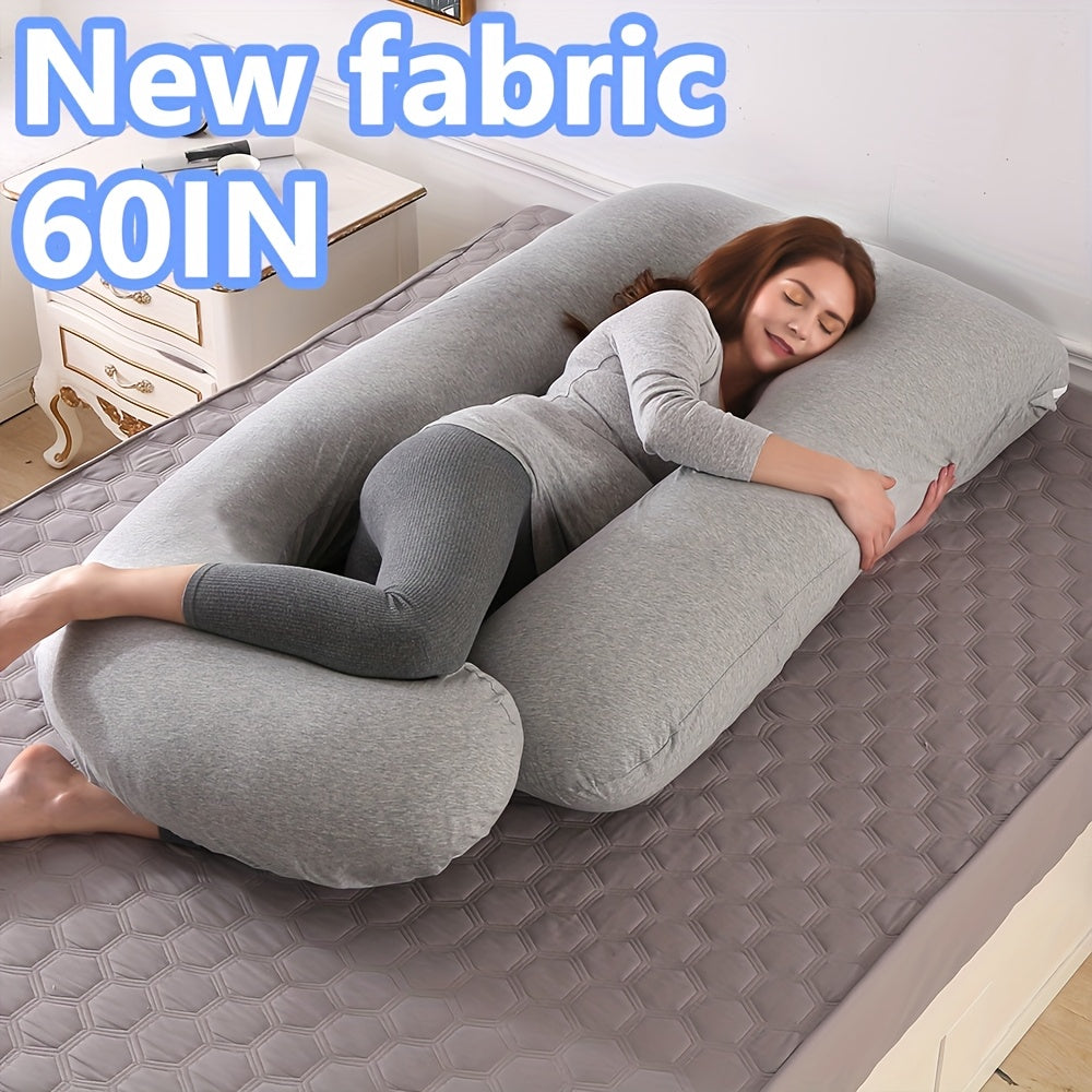 Oreiller de maternité en forme de J, coussin de grossesse corps entier avec taie d'oreiller – soutien du dos, des jambes et du ventre pour un sommeil réparateur, tailles 41" et 60", coloris et tissus variés, idéal comme cadeau de naissance