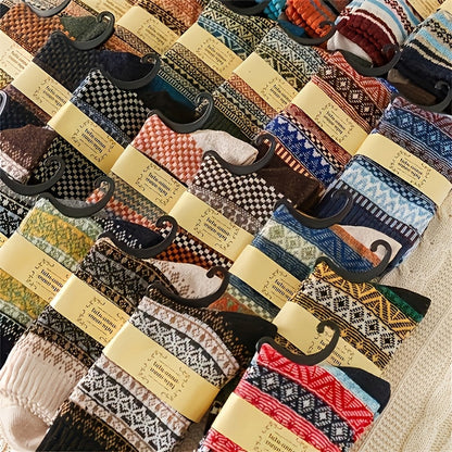 Chaussettes d'hiver épaisses pour femmes, lot de 5 paires – Chaussettes thermiques mi-hautes à carreaux, douces et chaudes pour la randonnée, le ski et les activités extérieures, poids lourd 250g, coffret cadeau de Noël