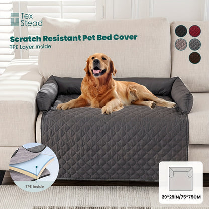 Canapé-lit pour animaux et protection de canapé avec coussins traversins, housse de meuble lavable et antidérapante pour chiens et chats – Housse de canapé douce et confortable pour animaux avec rebords surélevés pour canapé, causeuse et fauteuil