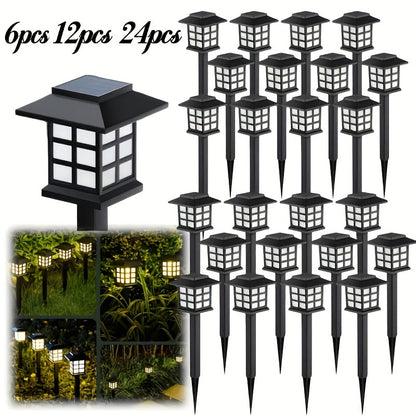 Lampes solaires d'extérieur à LED pour allée de jardin, éclairage paysager étanche IP44 pour trottoir, allée, pelouse, cour – Blanc chaud, lot de 6, 12 ou 24 – Décoration de Noël et de fêtes