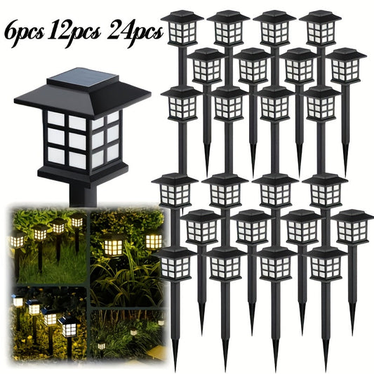 Lampes solaires d'extérieur à LED pour allée de jardin, éclairage paysager étanche IP44 pour trottoir, allée, pelouse, cour – Blanc chaud, lot de 6, 12 ou 24 – Décoration de Noël et de fêtes