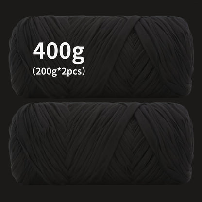 Fil de coton pour t-shirt 400 g (2 x 200 g) mélange de coton épais en 49 couleurs – Fil épais et doux pour paniers au crochet, sacs, tapis, projets de macramé et tricot – Fil de loisirs créatifs idéal pour les débutants