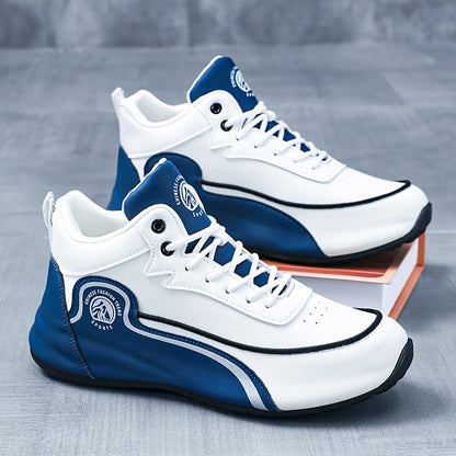 Men's Arch Support Anti-Slip Running Shoes – Lightweight Breathable Tennis Walking Gym Shoes, Corrective Sports Sneakers, White Blue & White Grey, Sizes US 7–12.5