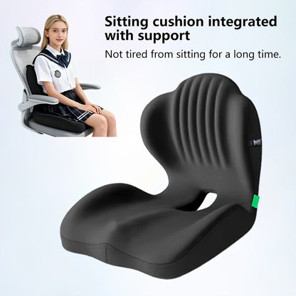 Memory Foam Seat Cushion with Ergonomic Raised Back & Hollow Breathable Design – Coccyx Tailbone Pain Relief Cushion for Office Chair, Car Seat, Wheelchair & Home, Non-Slip Buttock Cushion