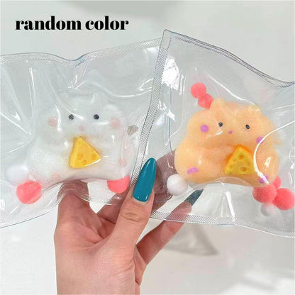 Jouet squishy mignon en forme de hamster-fromage – Jouet sensoriel anti-stress doux à remontée lente pour enfants et adultes – Jouet à presser relaxant – Cadeau amusant pour Noël, Halloween, anniversaire, bureau et fêtes – Couleur aléatoire