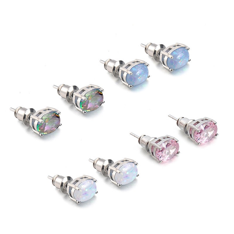 Boucles d'oreilles en opale noire, argent sterling S925, véritables opales noires incrustées, pierre de naissance d'octobre, clous d'oreilles pour femmes - Bijoux élégants pour le quotidien ou les vacances, cadeau d'anniversaire ou de Noël pour elle