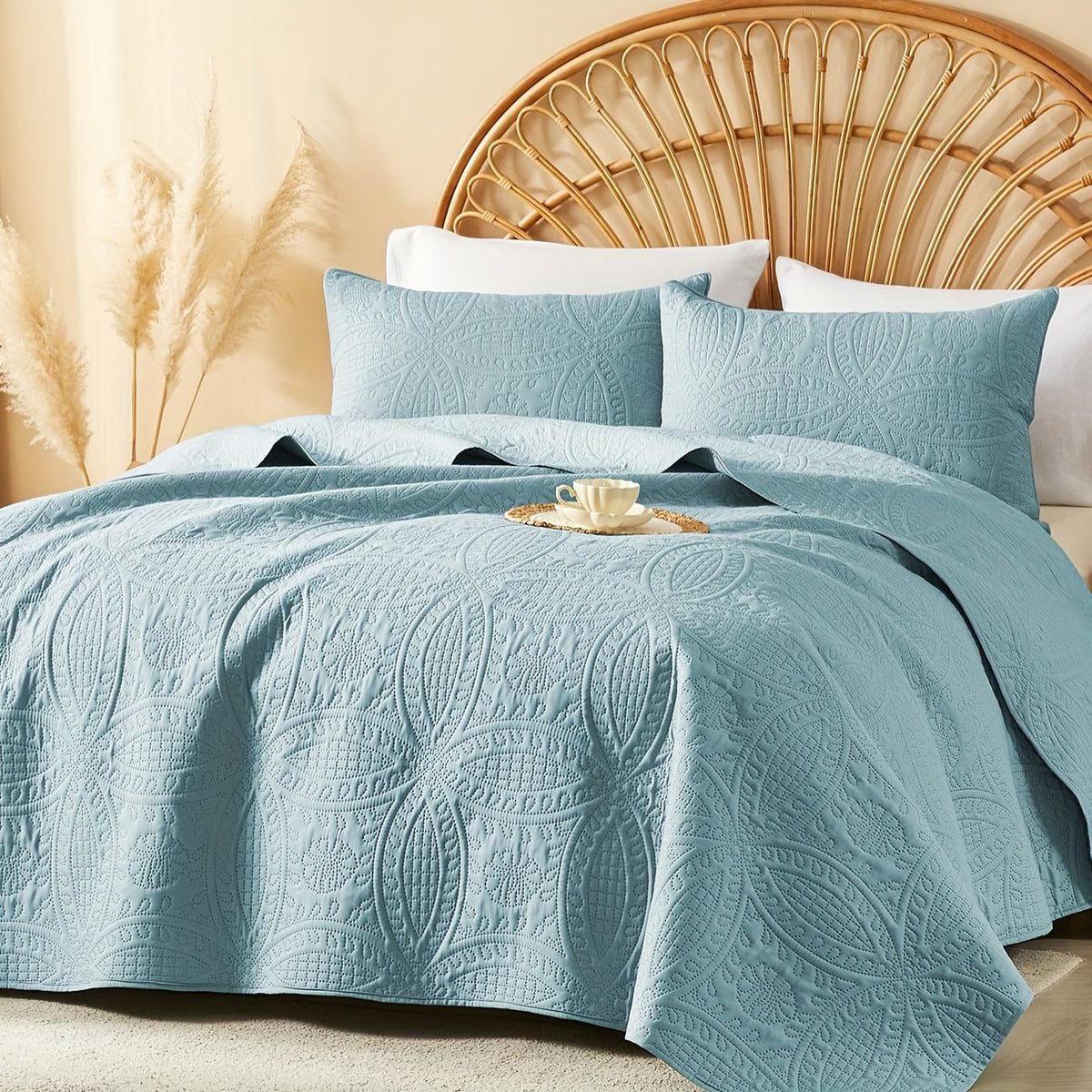 Ensemble de courtepointe d'été rafraîchissante 2-3 pièces, couvre-lit en microfibre légère et respirante – Couvre-lit au motif de pièces moderne, format simple, grand ou très grand, toutes saisons, choix de couleurs, cadeau de vacances pour la famille