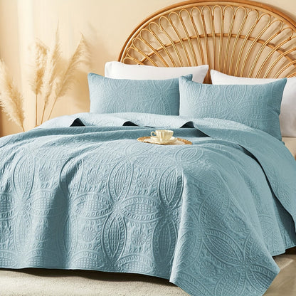 Ensemble de courtepointe d'été rafraîchissante 2-3 pièces, couvre-lit en microfibre légère et respirante – Couvre-lit au motif de pièces moderne, format simple, grand ou très grand, toutes saisons, choix de couleurs, cadeau de vacances pour la famille