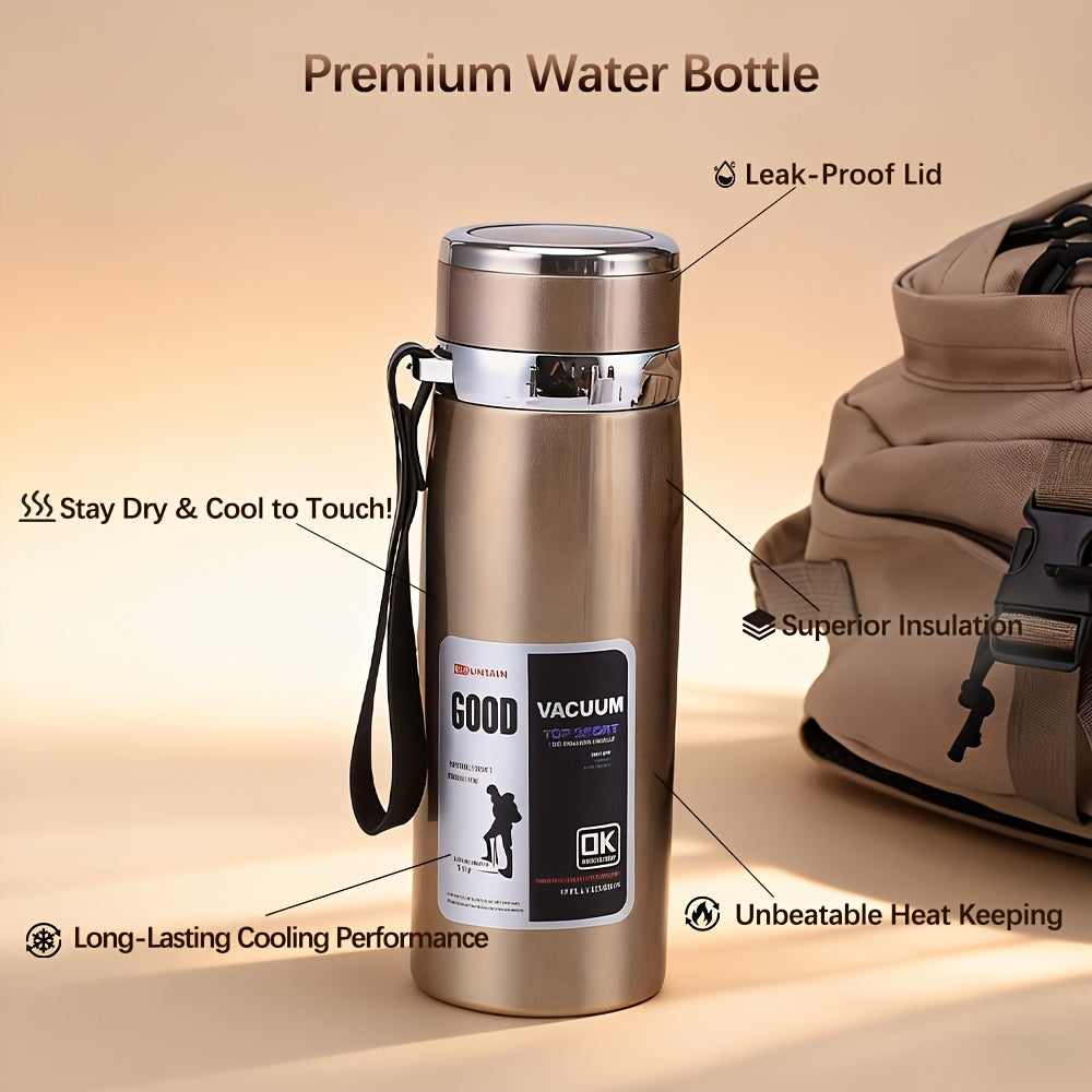 Bouteille d'eau isotherme grande capacité 1 L, gourde sous vide à double paroi en acier inoxydable 316 avec couvercle étanche pour le camping, les voyages, la salle de sport et l'hydratation au quotidien