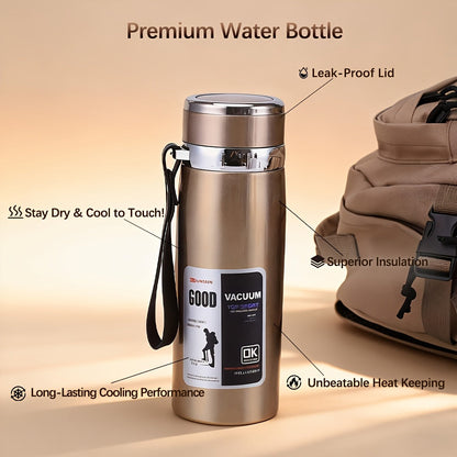 Bouteille d'eau isotherme grande capacité 1 L, gourde sous vide à double paroi en acier inoxydable 316 avec couvercle étanche pour le camping, les voyages, la salle de sport et l'hydratation au quotidien