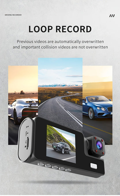 Dashcam 3 canaux 4K avant + 4K intérieur + 1080P arrière avec carte 32 Go offerte, vision nocturne, capteur G, grand angle, enregistrement en temps réel et moniteur de stationnement – Velora