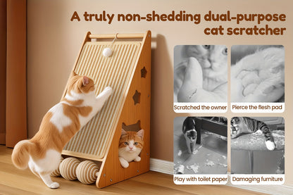 Griffoir pour chat en sisal de 27 pouces – Tapis de griffes multifonctionnel et résistant à l'usure, protège-meubles avec 3 balles de jeu, installation facile, griffoir d'intérieur pour chat