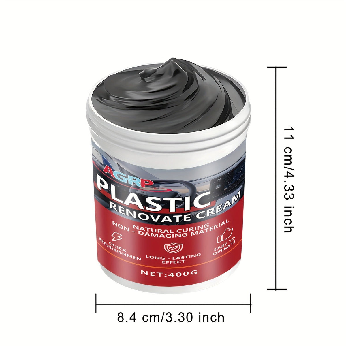 Cire rénovatrice pour plastiques de voiture 400 g – Polish haute brillance résistant aux UV pour tableau de bord, pare-chocs, pneus et garnitures extérieures, pâte de detailing intérieur et extérieur anti-décoloration, séchage rapide non gras