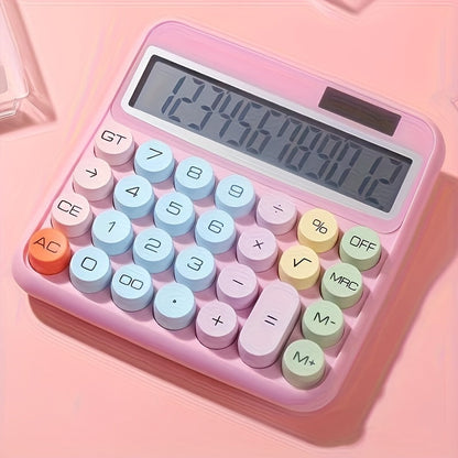 Calculatrice de bureau solaire 12 chiffres – Grand écran, grosses touches, haute précision, sans pile, calculatrice portable pour le bureau, l'école et la maison