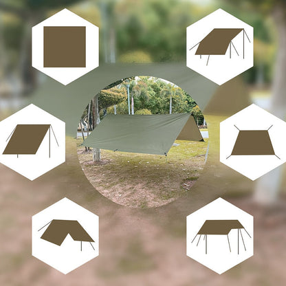 Toile de tente de camping avec protection UV et support en alliage – Abri pliable et portable pour 4 personnes pour randonnée, camping, jardin et survie en plein air | Auvent de camping toutes saisons