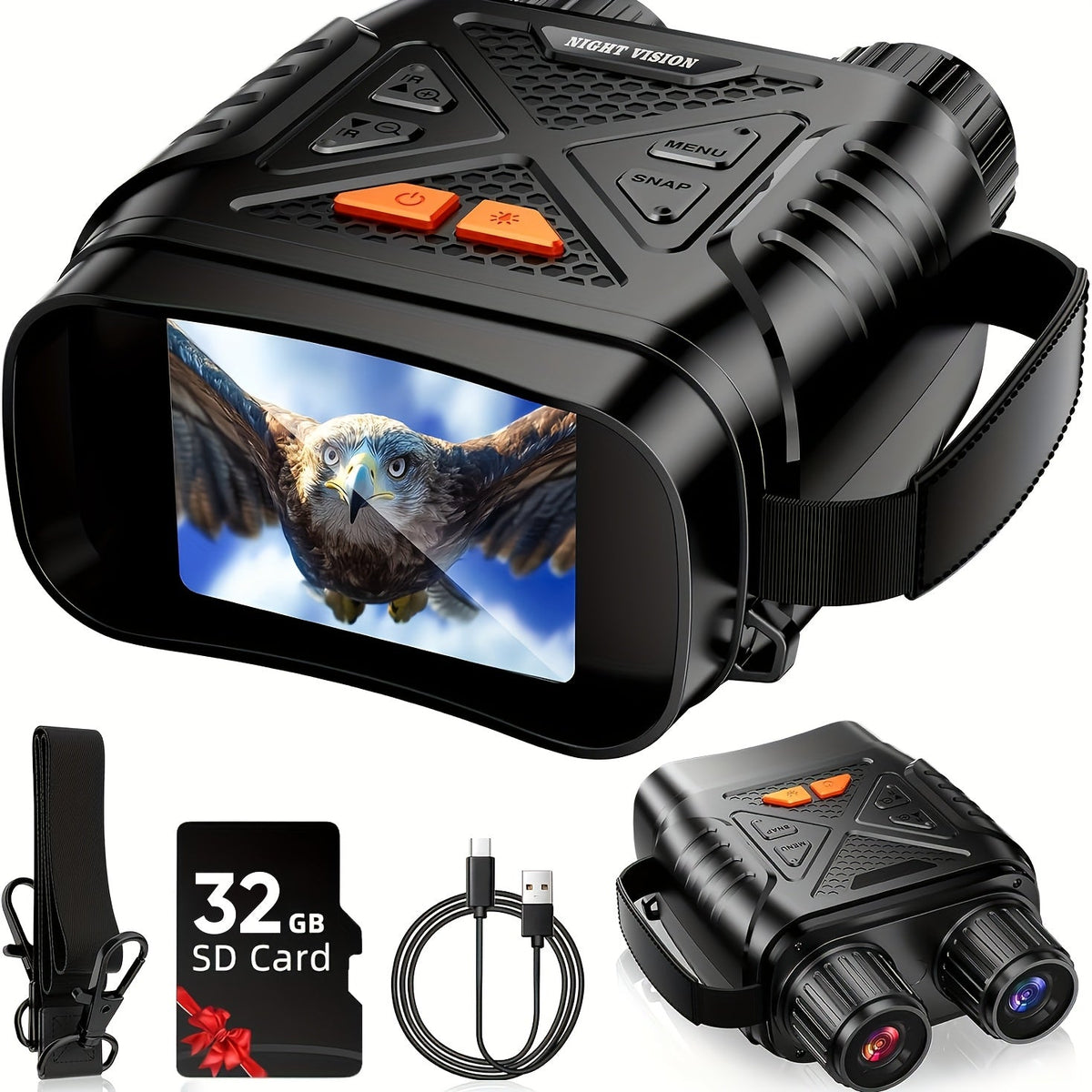 Jumelles de vision nocturne 4K pour adultes – Zoom numérique 10x, écran HD 2,8", illuminateur infrarouge 7 niveaux, photo et vidéo 12 MP, rechargeables – Parfaites pour la chasse, le bateau et l'exploration en plein air, cadeau pour hommes