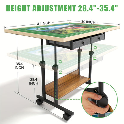 Table à puzzle en bois avec pieds, 6 tiroirs et 4 roulettes - Plateau inclinable à 5 degrés, hauteur réglable, multifonction pour puzzles, échecs et lecture, cadeau de décoration intérieure (35x26" pour 1500 pièces ou 41x30" pour 2000 pièces)
