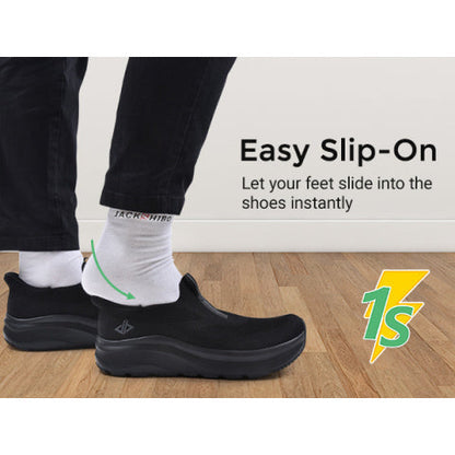 Baskets sans lacets pour hommes – Bout large, semelle zéro drop, chaussures de marche en maille coussinée pour un usage décontracté et quotidien – Semelle en caoutchouc, modèle à enfiler (US 8–13,5)