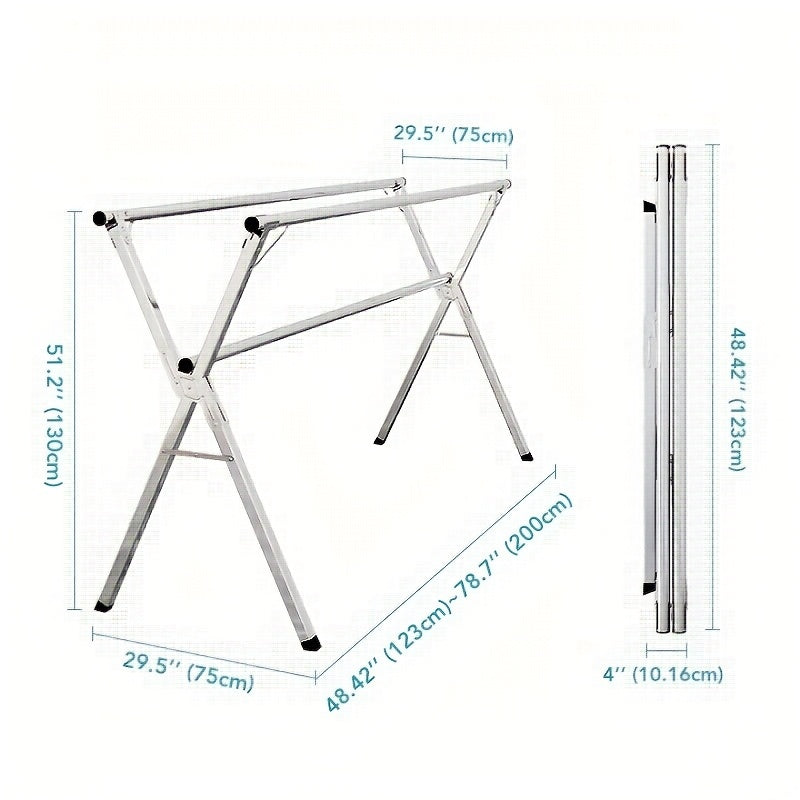 Séchoir à linge en acier inoxydable, 160 cm et 200 cm, rétractable, pliable et robuste, étendoir à linge intérieur/extérieur repliable avec longueur réglable pour balcon, chambre et buanderie