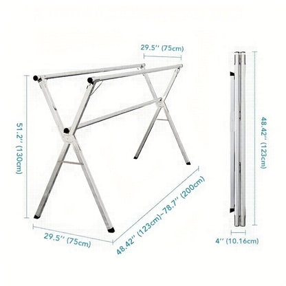 Séchoir à linge en acier inoxydable, 160 cm et 200 cm, rétractable, pliable et robuste, étendoir à linge intérieur/extérieur repliable avec longueur réglable pour balcon, chambre et buanderie