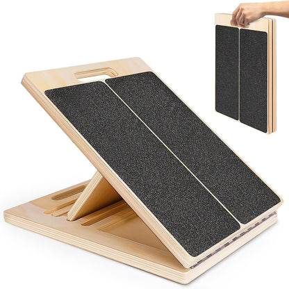 Planche inclinée réglable en bois pour étirement des mollets – Support incliné antidérapant pour squats, mobilité de la cheville et du pied, étirement des talons, kinésithérapie et équilibre