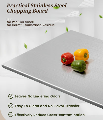 Planche à découper en acier inoxydable 304 – Billot de cuisine antirouille, facile à nettoyer, disponible en 3 tailles (40 cm × 30 cm, 50 cm × 40 cm, 60 cm × 40 cm)