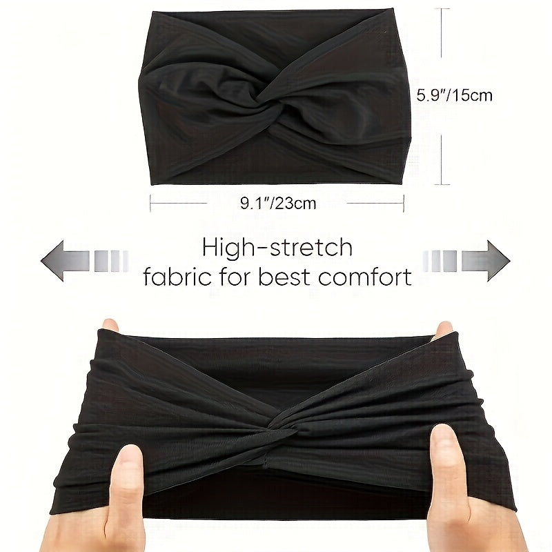 Lot de 20 bandeaux de sport larges pour femmes, élastiques et absorbants, style bohème, unis, tricotés, pour le yoga, la course, le cyclisme, le basket-ball, accessoires de cheveux pour tous les jours, coffret cadeau en gros