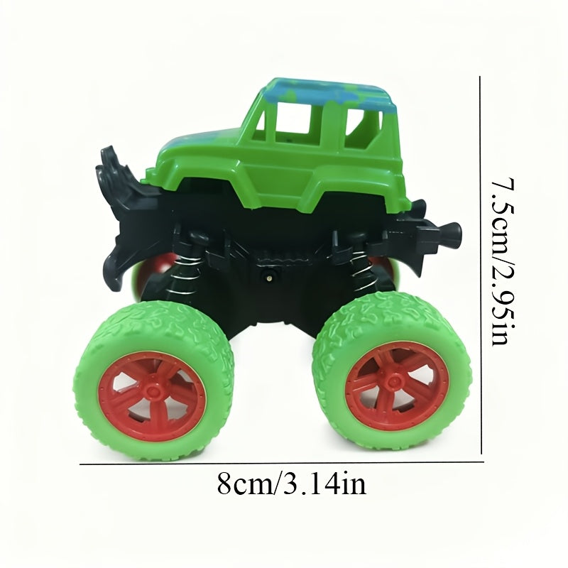 Lot de 4 camions monstres à friction pour tout-petits et enfants de 3 ans et plus - Voitures à inertie « Push & Go » avec rotation à 360°, conduite bidirectionnelle, ensemble de mini véhicules durables, cadeau d'anniversaire, couleur aléatoire