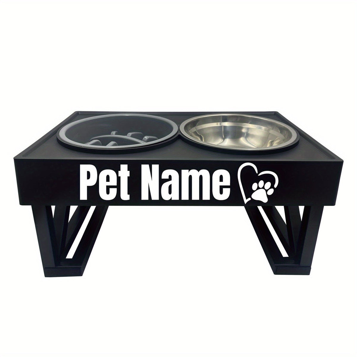 Gamelle surélevée personnalisée en acier inoxydable avec ralentisseur, double bol réglable en hauteur pour nourriture et eau pour chiens et chats de taille moyenne à grande