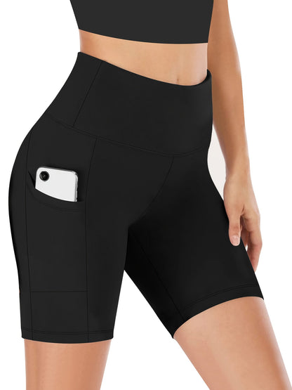 Shorts de yoga taille haute pour femmes, shorts de cyclisme hautement élastiques et absorbant la transpiration avec contrôle du ventre, shorts de sport extensibles pour l'entraînement, la course, la salle de sport, le fitness et le quotidien