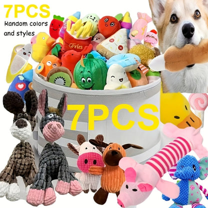 Ensemble de jouets en peluche pour chiens – Lot de 4/7/14 jouets à mâcher doux et couineurs pour chiens de toutes races et tailles, jouets à mordre rembourrés et résistants, cadeau idéal pour petits chiens – Styles aléatoires