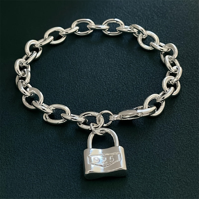 Bracelet chaîne pour femme en argent sterling 925 – Bracelet délicat à pendentif avec fermoir mousqueton style bohème coréen, hypoallergénique, léger (2 g), cadeau idéal pour elle