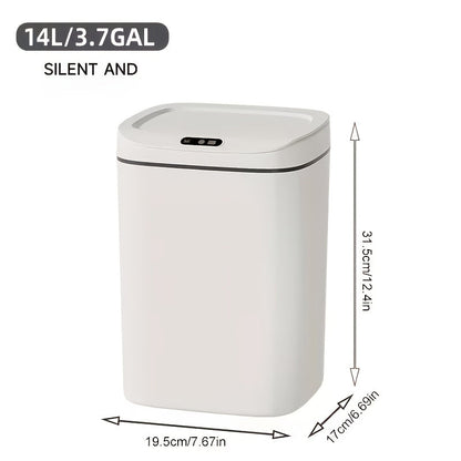 Poubelle intelligente à induction avec couvercle hermétique et technologie anti-odeurs, interrupteur tactile, capteur automatique mains libres, facile à nettoyer pour bureau, salle de bain, chambre et cuisine