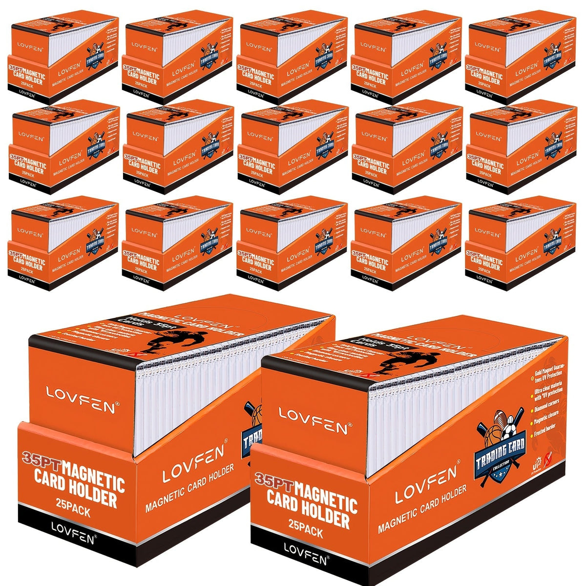 Étuis magnétiques pour cartes 35pt avec protection UV – Protections ultra-fines en plastique rigide pour cartes à collectionner, étuis « One-Touch » pour cartes de sport, football, baseball, Pokémon, TCG – Lot de 25/50/100/200/400