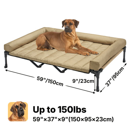 Lit surélevé rafraîchissant pour chien avec matelas amovible – Canapé pour chien surélevé avec rebords, filet respirant et pieds antidérapants pour une utilisation en intérieur et en extérieur