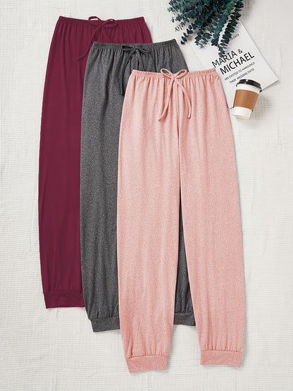 Pantalon décontracté à cordon pour femme, coupe ample, taille élastique, couleur unie, pantalon de détente pour la maison, automne, tricot confortable, polyester, XS S M L XL XXL