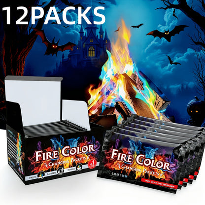 Sachets de changement de couleur pour feu, lot de 12 ou 24, sachets de flammes magiques colorées pour brasero, feu de camp, feu de joie, cheminée extérieure, accessoires de camping amusants pour adultes, enfants, fêtes et soirées en famille