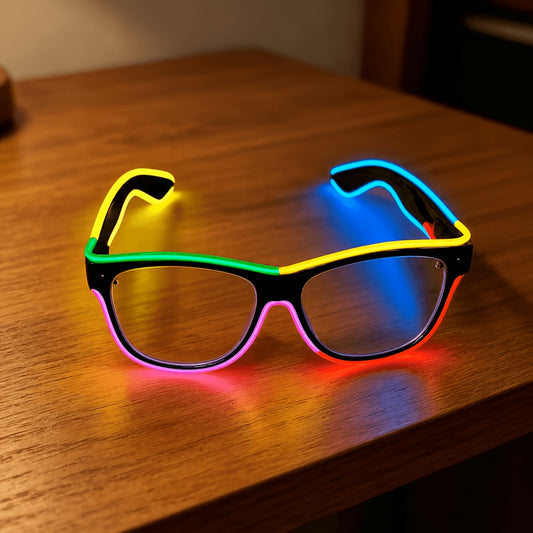 Lunettes LED lumineuses et colorées, lunettes de fête néon fluorescentes multicolores pour Halloween, Noël, festival EDM, rave, cosplay et carnaval