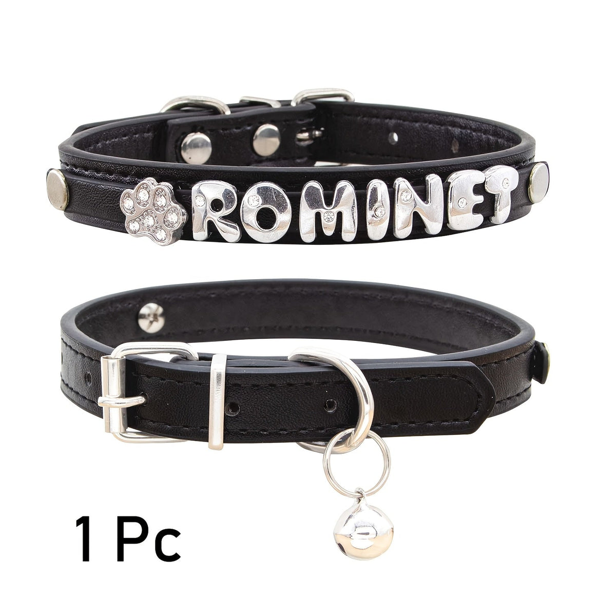 Collier pour chat et chien en similicuir personnalisé avec médaille, collier d'identification sur mesure pour petits et moyens chiens et chats, collier réglable pour animal de compagnie avec breloque exquise, 11 couleurs du XS au M