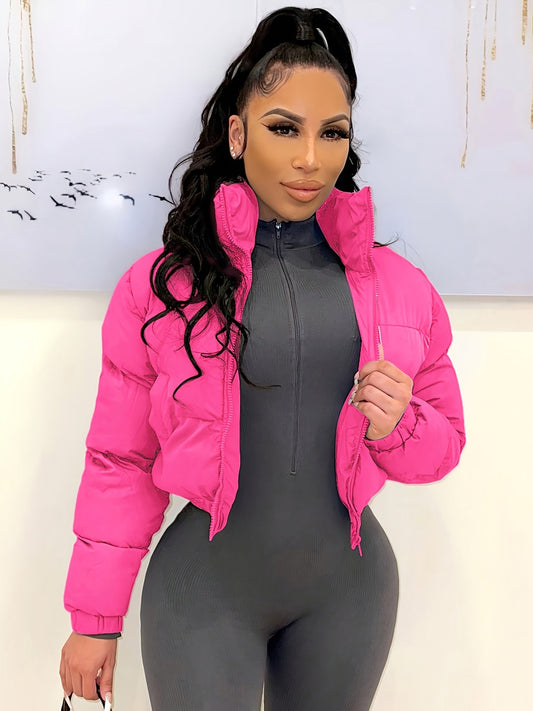 Women's Short Jacket European American Style Autumn Winter Warm Casual Outerwear – Black Rose Red Grey Olive Green Blue Coffee Brown S M L XL XXL