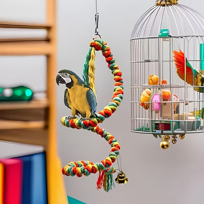 Jouet d'escalade en corde colorée pour perroquet, jouet suspendu rotatif pour le bec, le meulage et la mastication, décoration de cage à oiseaux pour perruches, calopsittes, conures, inséparables, couleur aléatoire