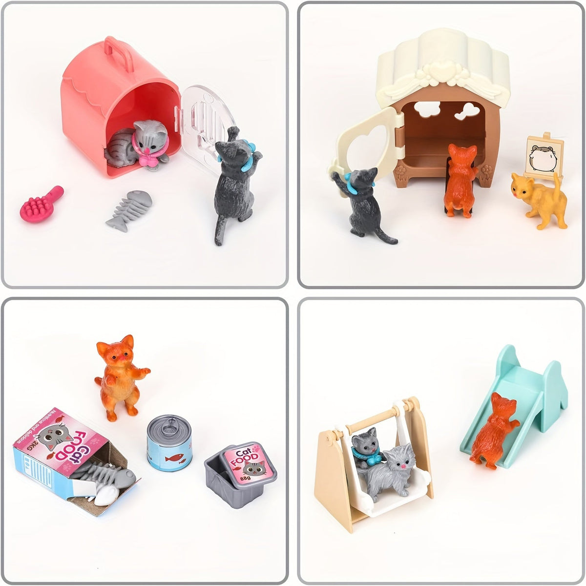 Ensemble de figurines de chat, jouets pour enfants - Centre de soins interactif pour chatons, jeu de rôle pour filles et garçons de 3, 4, 5 et 6 ans, ensemble de jeu réaliste avec accessoires, cadeau d'anniversaire pour les amoureux des chats