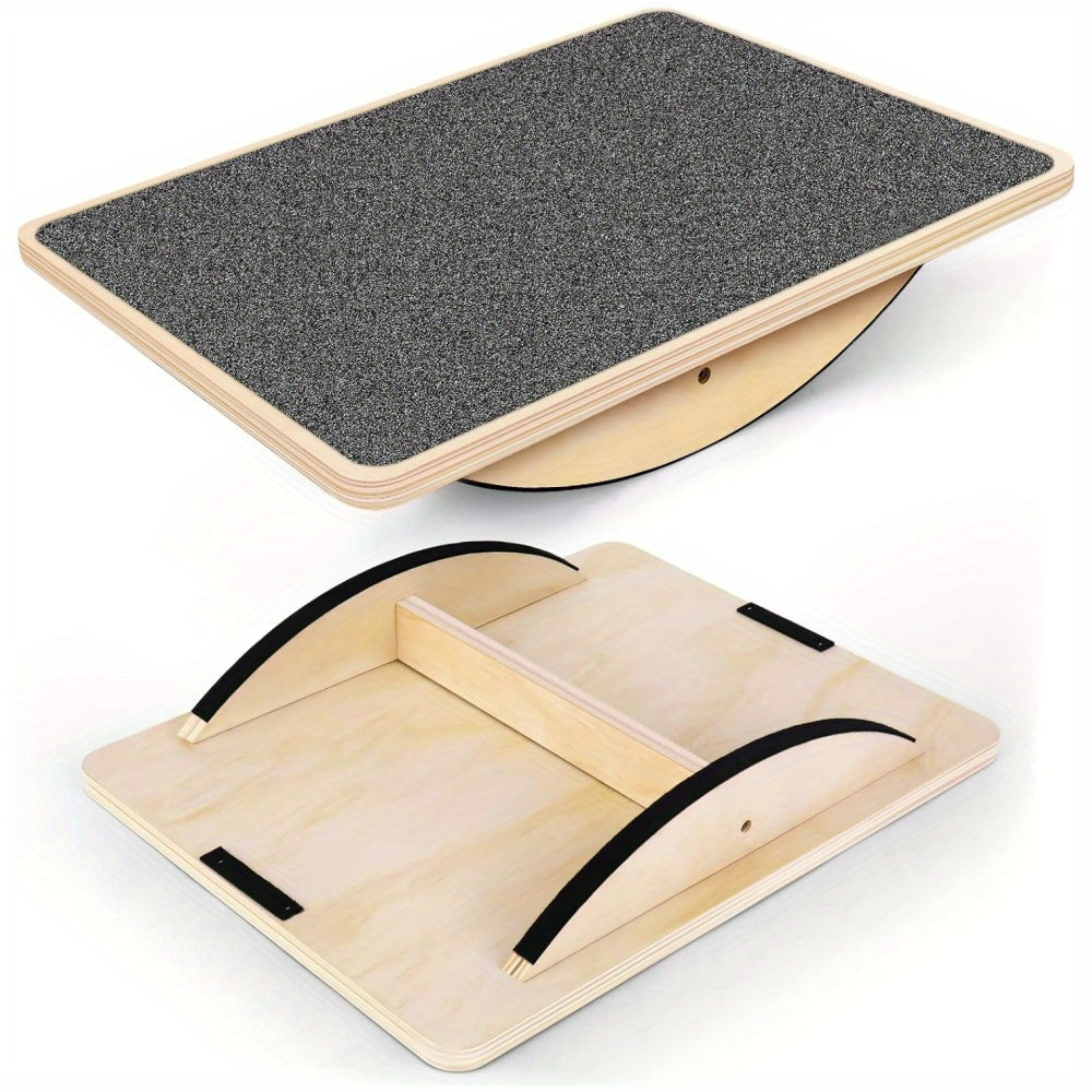 Plateforme d'équilibre pour adultes -  Planche oscillante en bois antidérapante pour le renforcement musculaire, la kinésithérapie, le bureau debout et l'entraînement à l'équilibre, supporte jusqu'à 158 kg