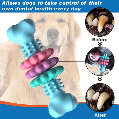 Jouet os à mâcher pour chiens destructeurs, jouet en caoutchouc thermoplastique durable pour le nettoyage des dents et le dressage, pour chiens de petite et moyenne taille, anti-ennui, motif géométrique, couleur aléatoire