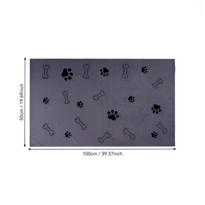 Lot de 2 serviettes en microfibre super absorbantes pour chiens et chats – Serviettes de bain à séchage rapide extra larges de 50 x 100 cm avec joli motif d'empreintes de pattes, ensemble de serviettes de séchage douces pour chiots et chatons