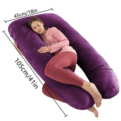 Oreiller de maternité en forme de J, coussin de grossesse corps entier avec taie d'oreiller – soutien du dos, des jambes et du ventre pour un sommeil réparateur, tailles 41" et 60", coloris et tissus variés, idéal comme cadeau de naissance