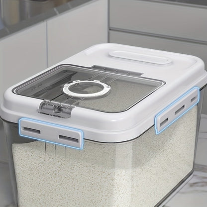 Ensemble de récipients hermétiques pour aliments avec couvercle à rabat – Boîtes à riz carrées en PET de 10,8 L et 7,8 L, distributeur de céréales anti-insectes et anti-humidité pour l'organisation du garde-manger – Réutilisables et sans BPA