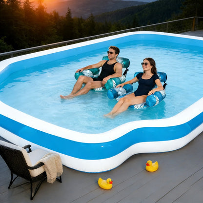 Chaise longue gonflable pour piscine en forme de feuille pour adultes, bouée d'été portable pour la plage, le lac ou les fêtes à la piscine - Disponible en bleu ou vert, lot de 1 ou lot de 2