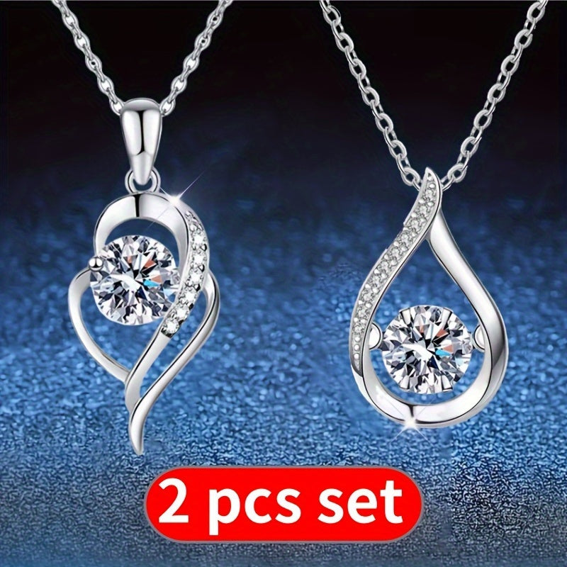 Parure de collier en zircone synthétique étincelante 2-3 pièces – Colliers superposés délicats et hypoallergéniques pour femmes, bijoux fins en oxyde de zirconium pour le quotidien et les fêtes, coffret cadeau de luxe avec option boucles d'oreilles.
